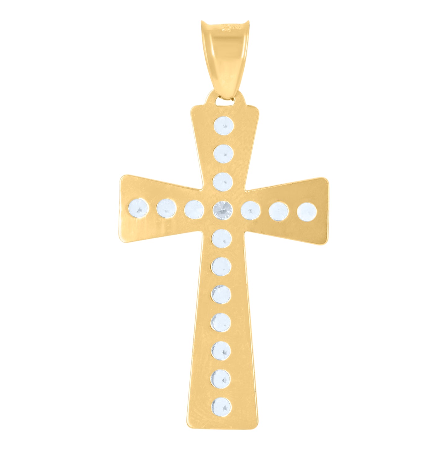 14K Yellow Gold Mens Cubic-Zirconia Cross Religious Charm Pendant