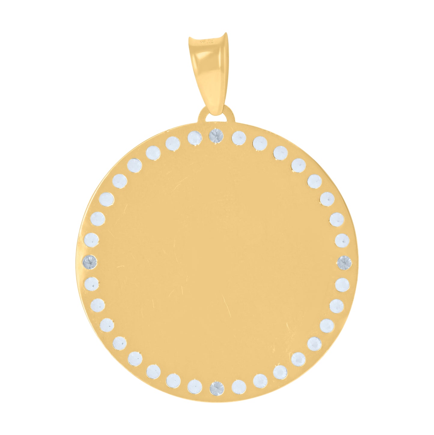 14K Yellow Gold Mens Cubic-Zirconia Round Photo Frame Medallion Charm Pendant