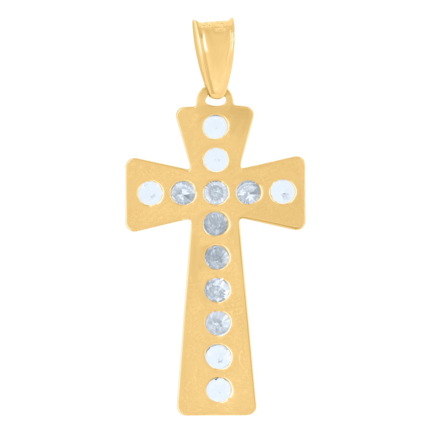 14K Yellow Gold Mens Cubic-Zirconia Crucifix Cross Religious Charm Pendant