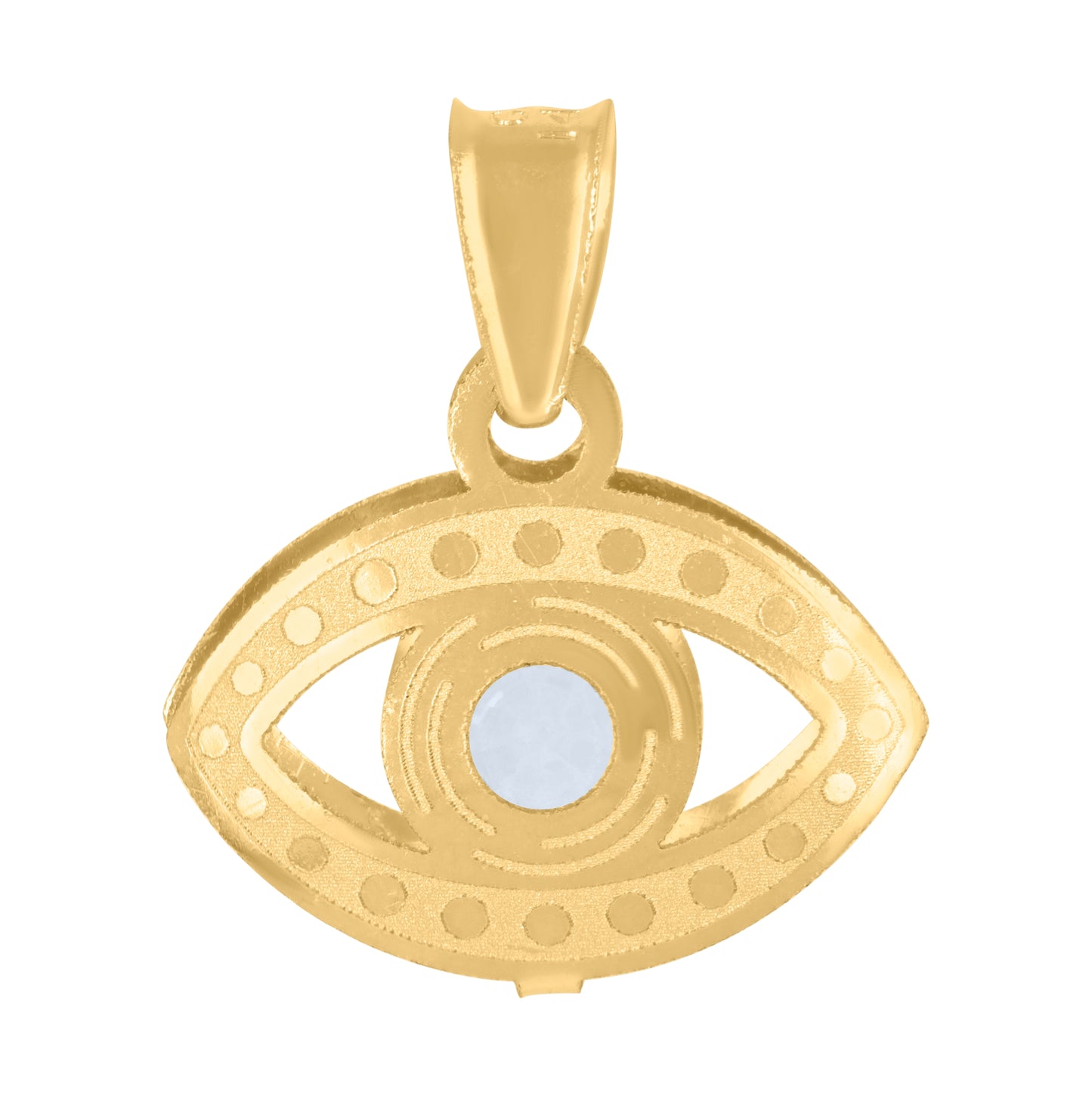 14K Yellow Gold Unisex Cubic-Zirconia Evil Eye Good Luck Charm Pendant