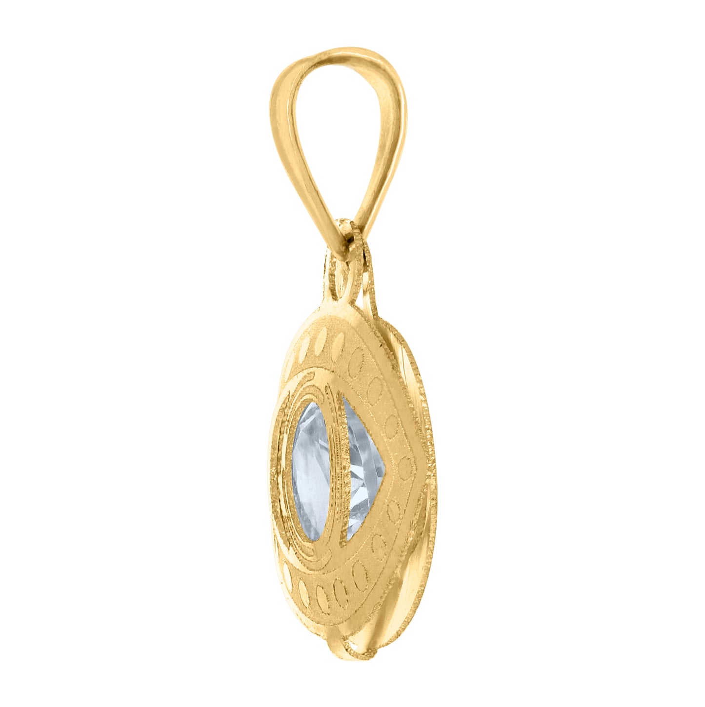 14K Yellow Gold Unisex Cubic-Zirconia Evil Eye Good Luck Charm Pendant