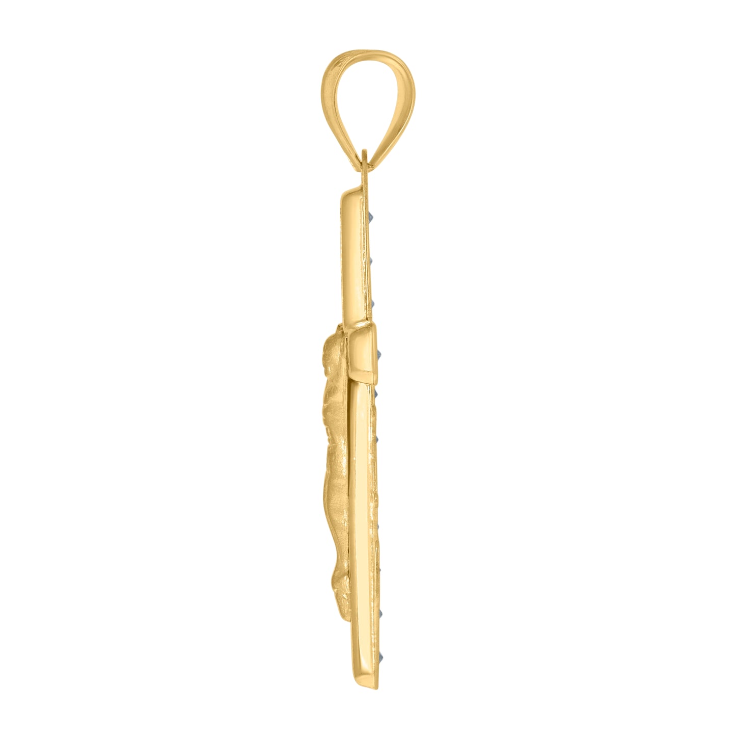 14K Yellow Gold Mens Cubic-Zirconia Anchor Crucifix Religious Charm Pendant