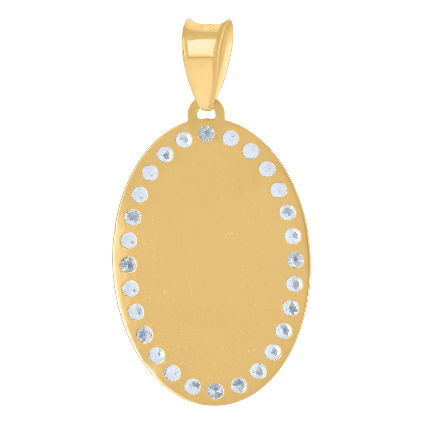14K Yellow Gold Mens Cubic-Zirconia Medallion Oval Fashion Charm Pendant