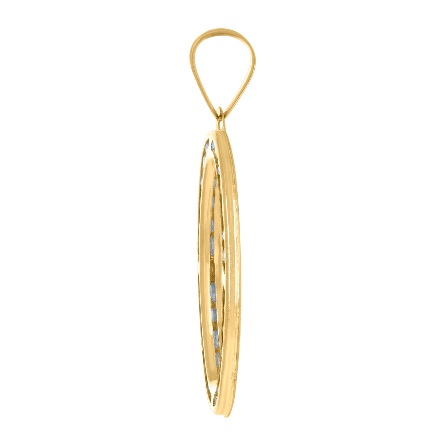 14K Yellow Gold Mens Cubic-Zirconia Medallion Oval Fashion Charm Pendant