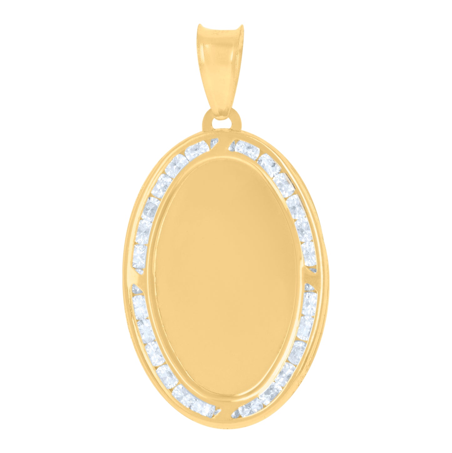 14K Yellow Gold Mens Cubic-Zirconia Medallion Oval Fashion Charm Pendant