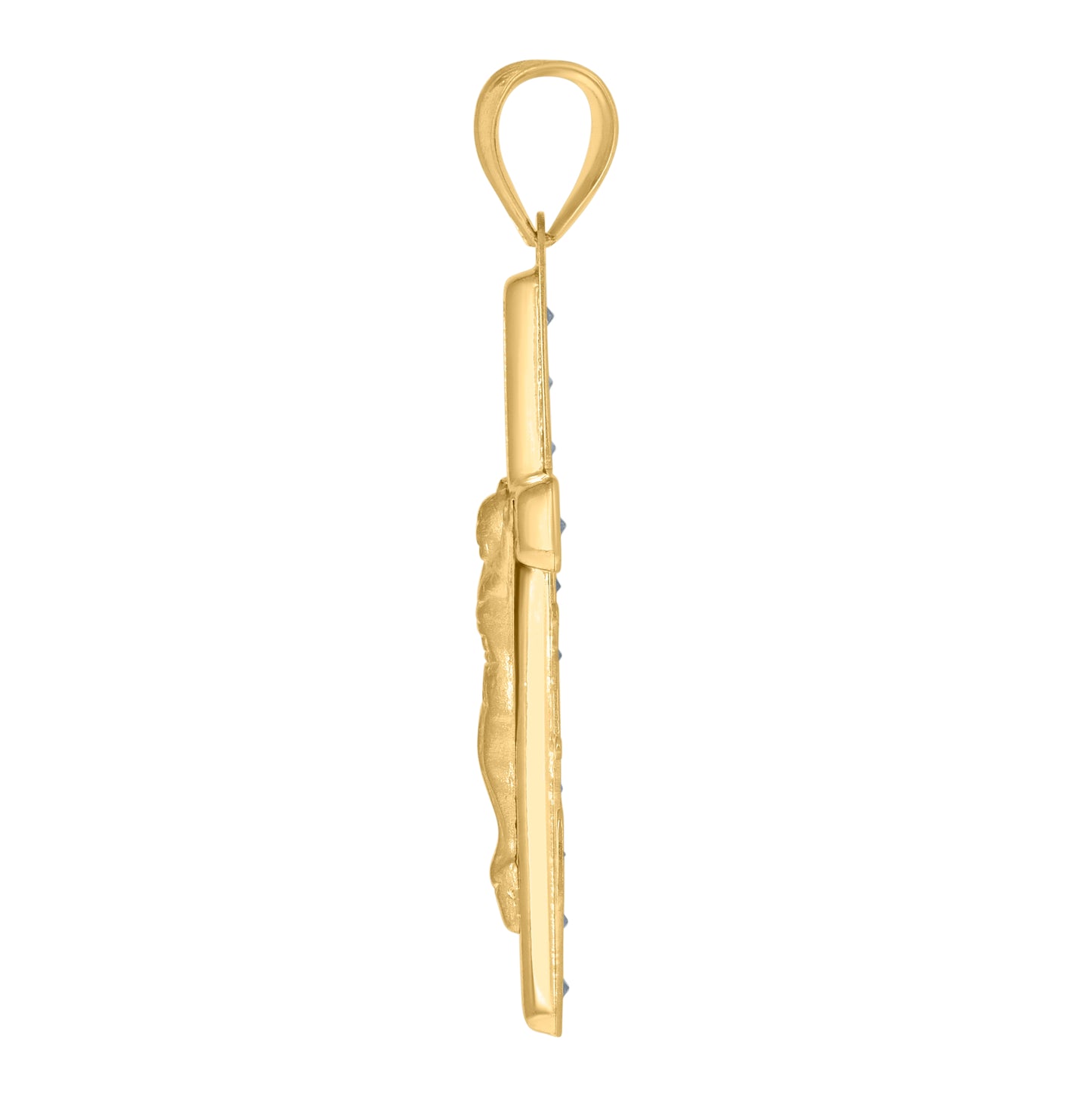 14K Yellow Gold Mens Cubic-Zirconia Anchor Crucifix Religious Charm Pendant