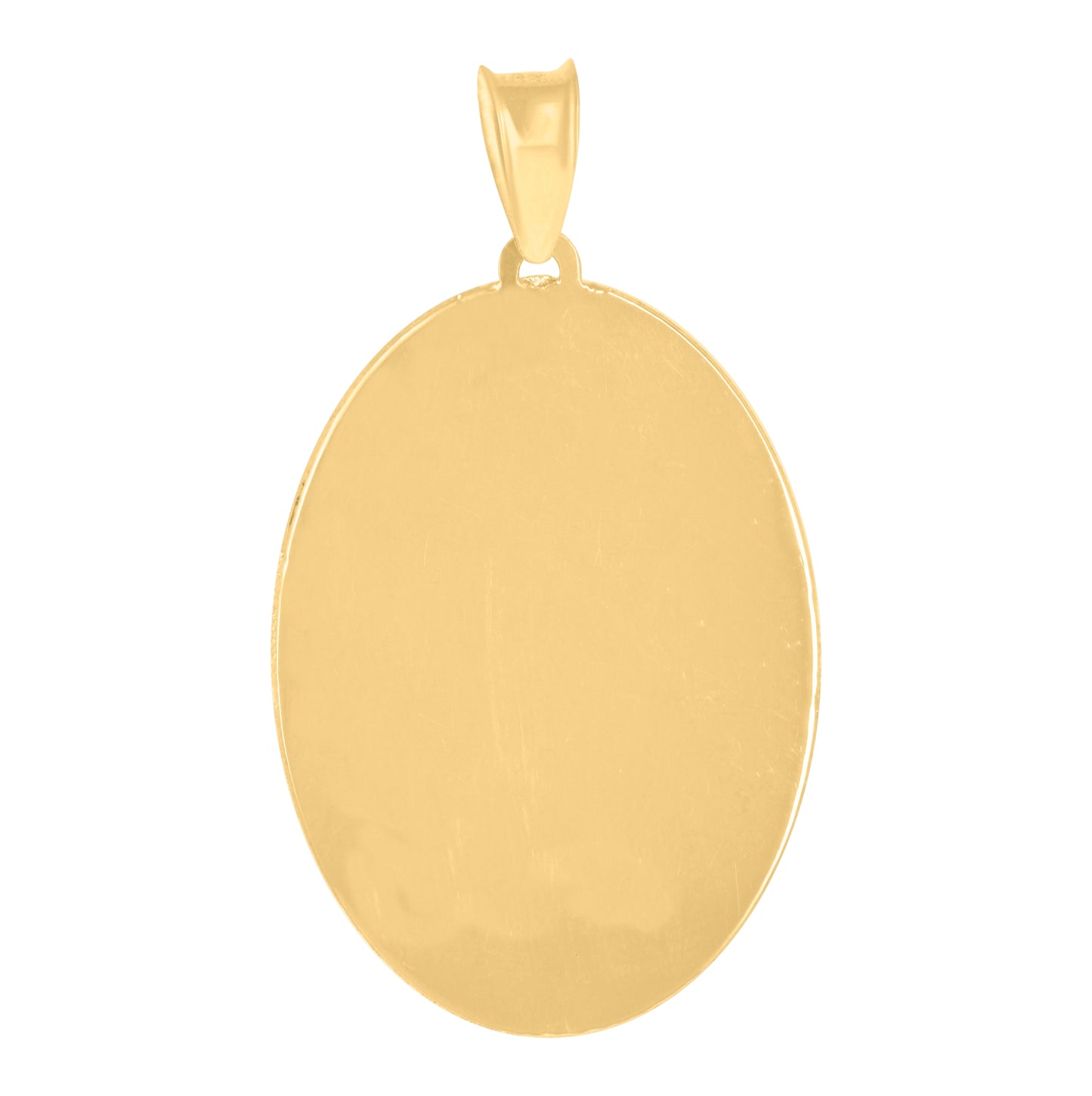 14K Yellow Gold Unisex Medallion Oval Guadalupe/Mother Marry Religious Charm Pendant