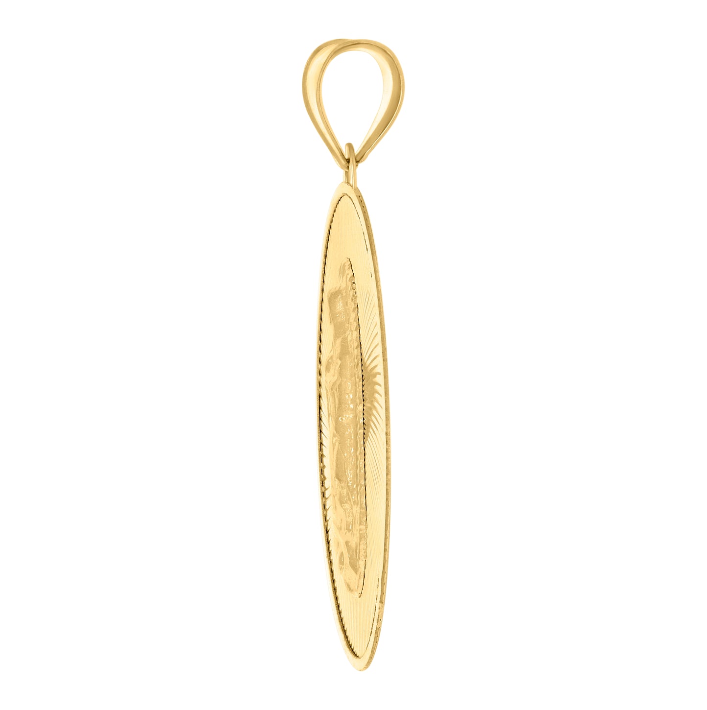 14K Yellow Gold Unisex Medallion Guadalupe/Mother Marry Religious Charm Pendant