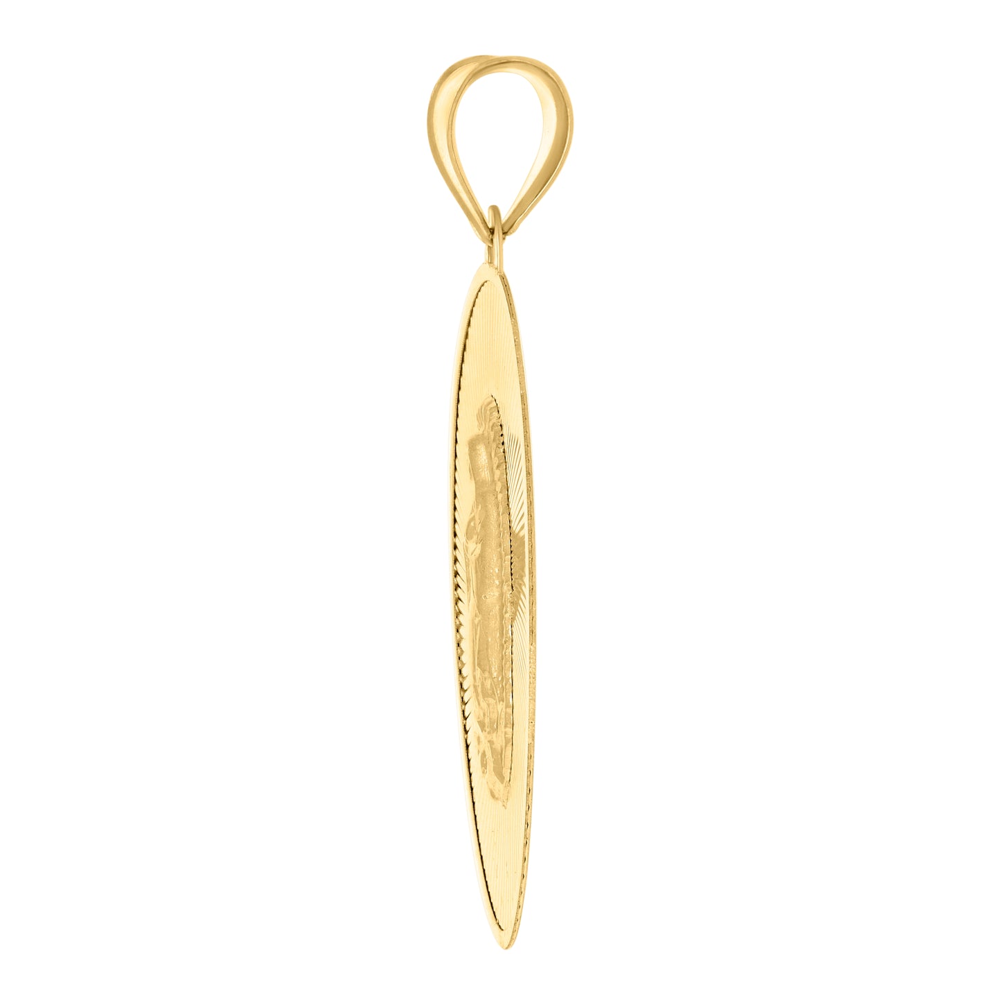 14K Yellow Gold Unisex Medallion Oval Guadalupe/Mother Marry Religious Charm Pendant
