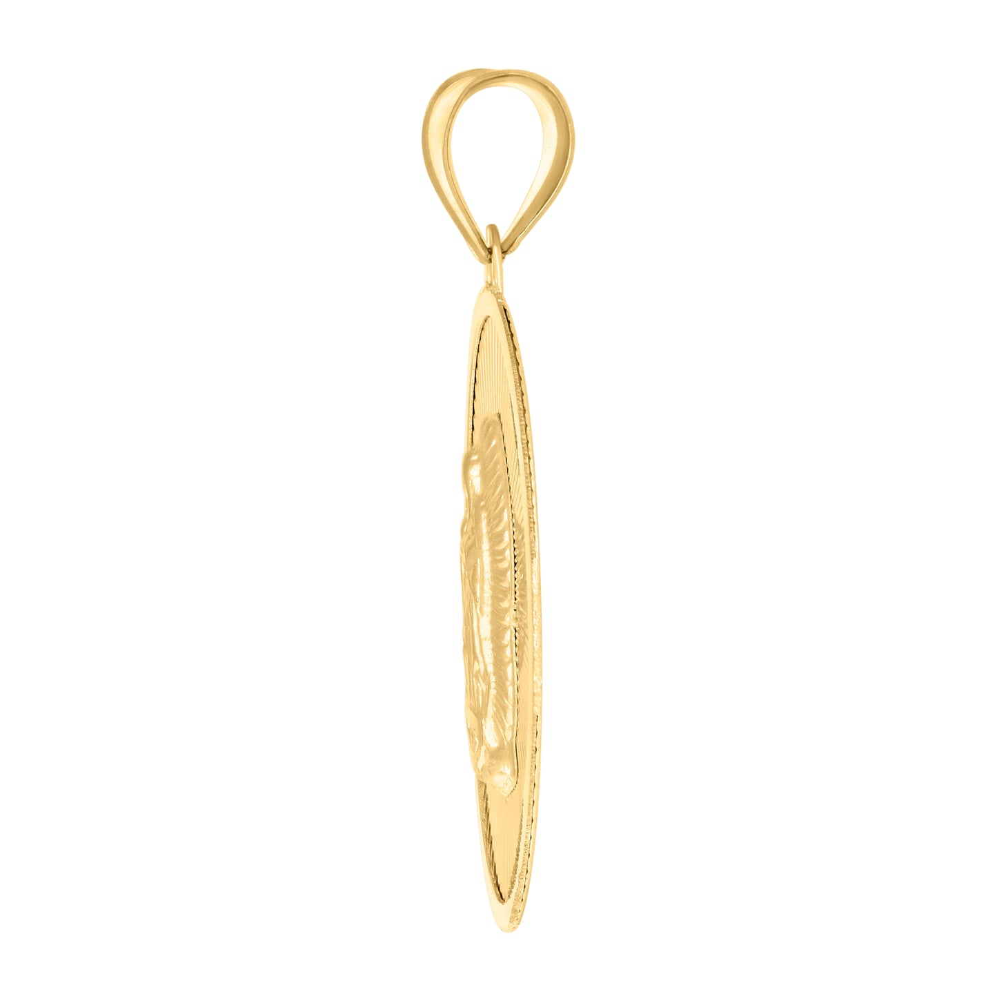 14K Yellow Gold Unisex Medallion Oval Guadalupe/Mother Marry Religious Charm Pendant