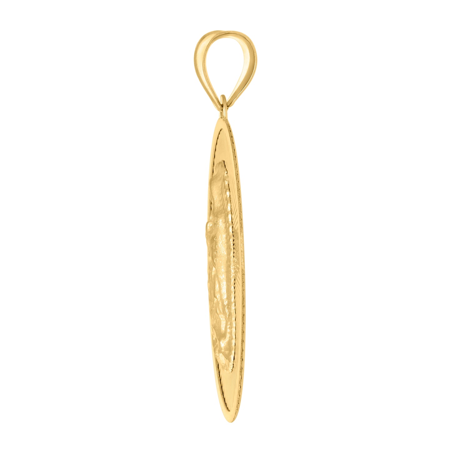 14K Yellow Gold Unisex Medallion Oval Guadalupe/Mother Marry Religious Charm Pendant