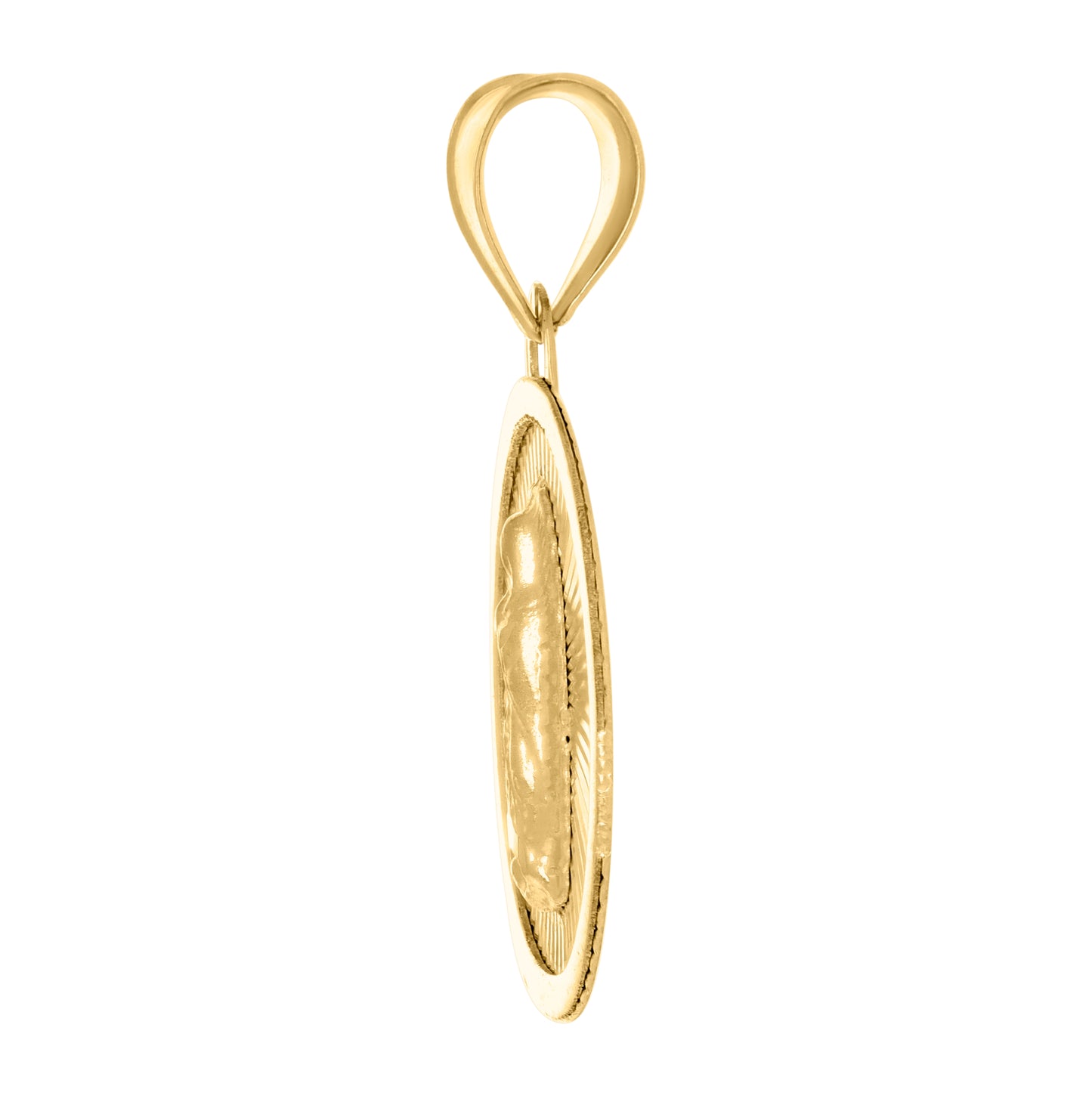 14K Yellow Gold Unisex Medallion Guadalupe/Mother Marry Religious Charm Pendant