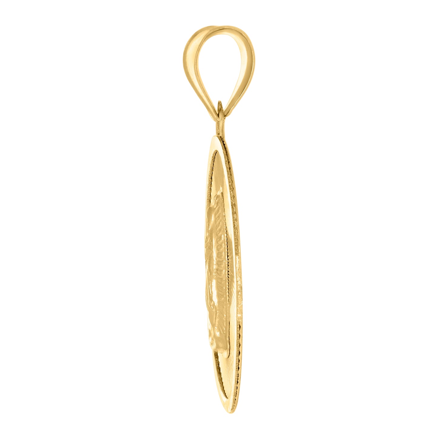 14K Yellow Gold Unisex Medallion Guadalupe/Mother Marry Religious Charm Pendant