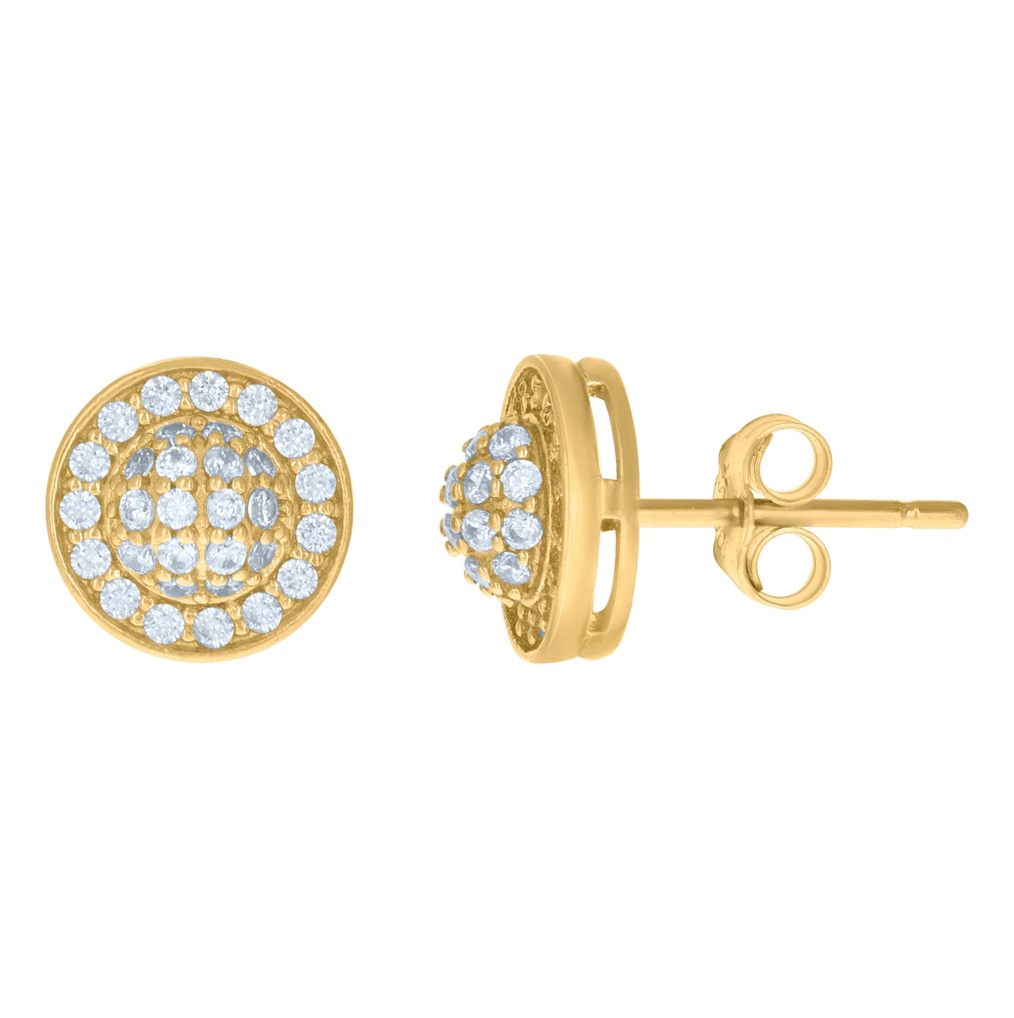10K Yellow Gold Mens Cubic-Zirconia Round Fashion Stud Earrings