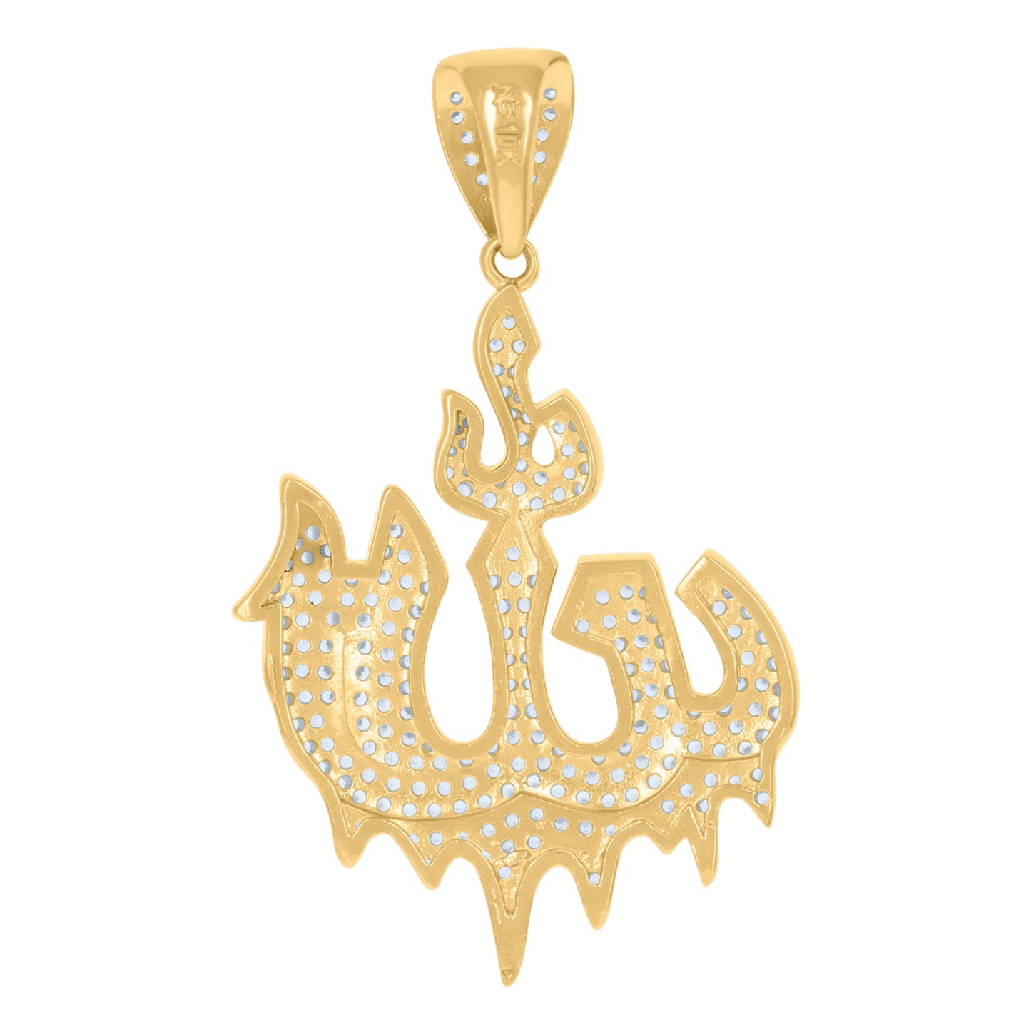 10K Yellow Gold Mens Cubic-Zirconia Allah Symbol Religious Charm Pendant