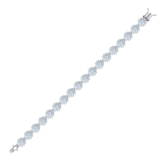 Sterling Silver Women Cubic-Zirconia Flower Link Fashion Bracelet