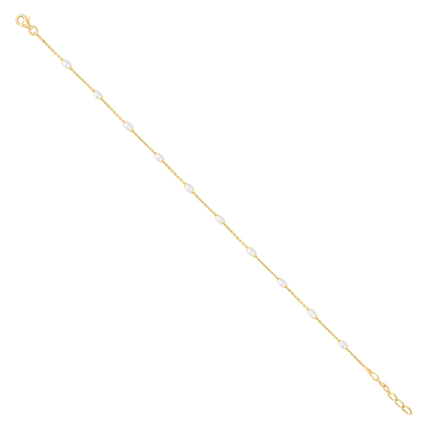 Sterling Silver Womens Station Oval Chain Anklet 3 mm Size 10 Inches