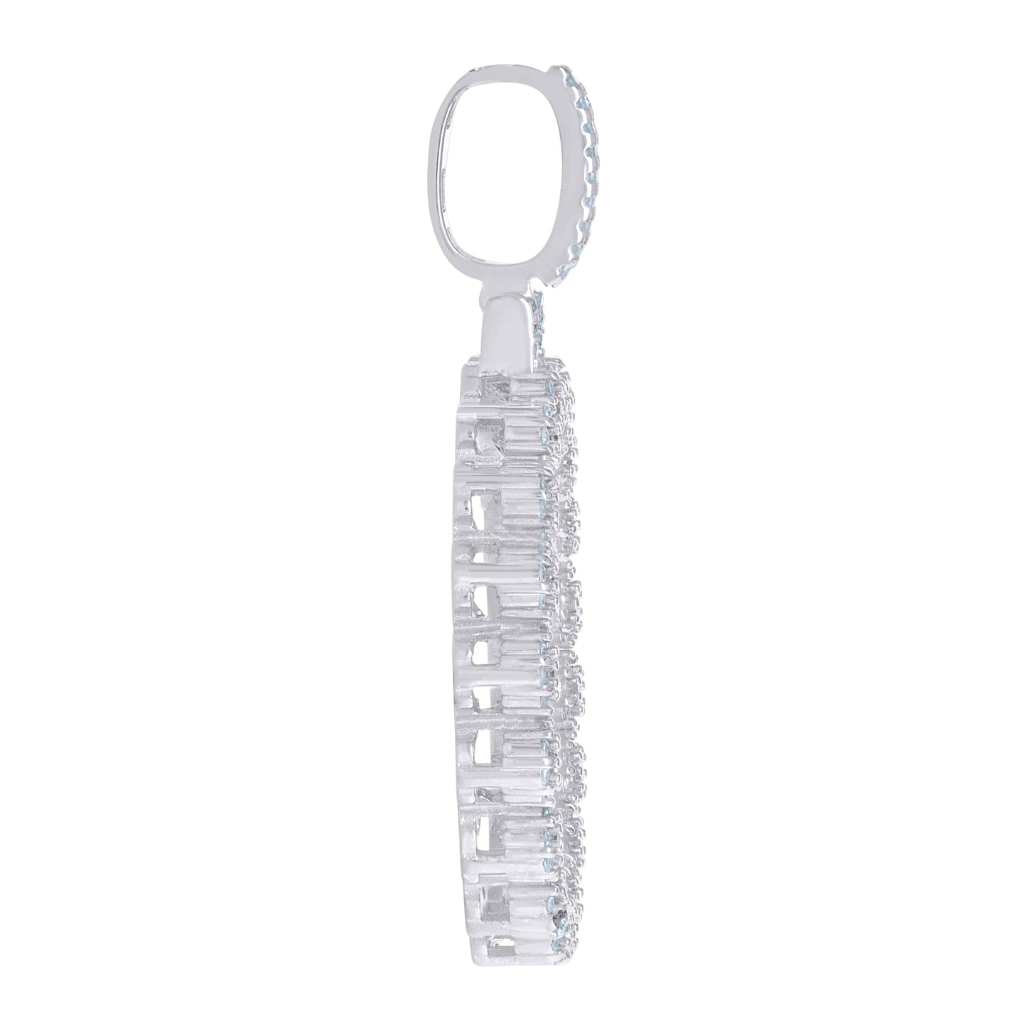 Sterling Silver Or Yellow-Tone Mens Cubic-Zirconia Picture Frame Charm Pendant