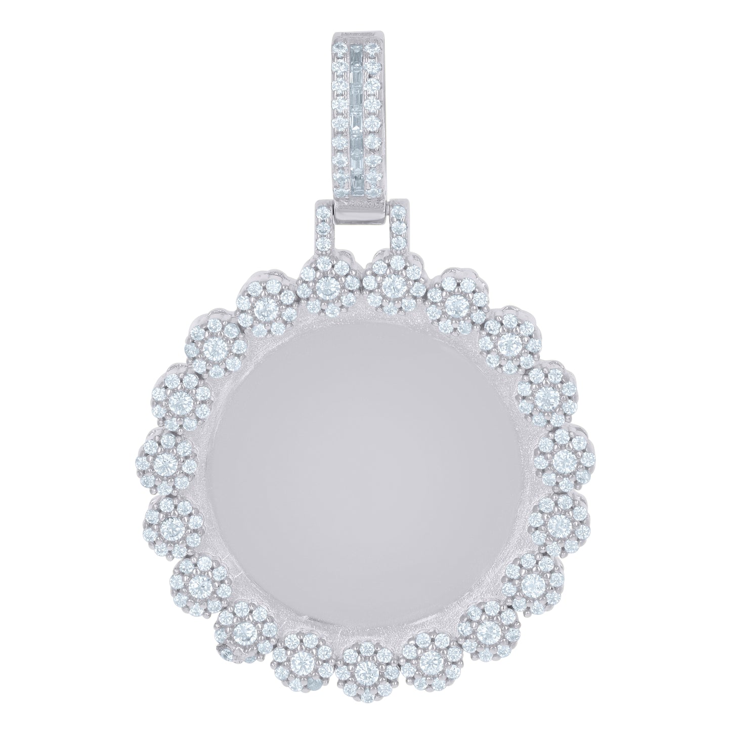 Sterling Silver Or Yellow-Tone Mens Cubic-Zirconia Picture Frame Charm Pendant
