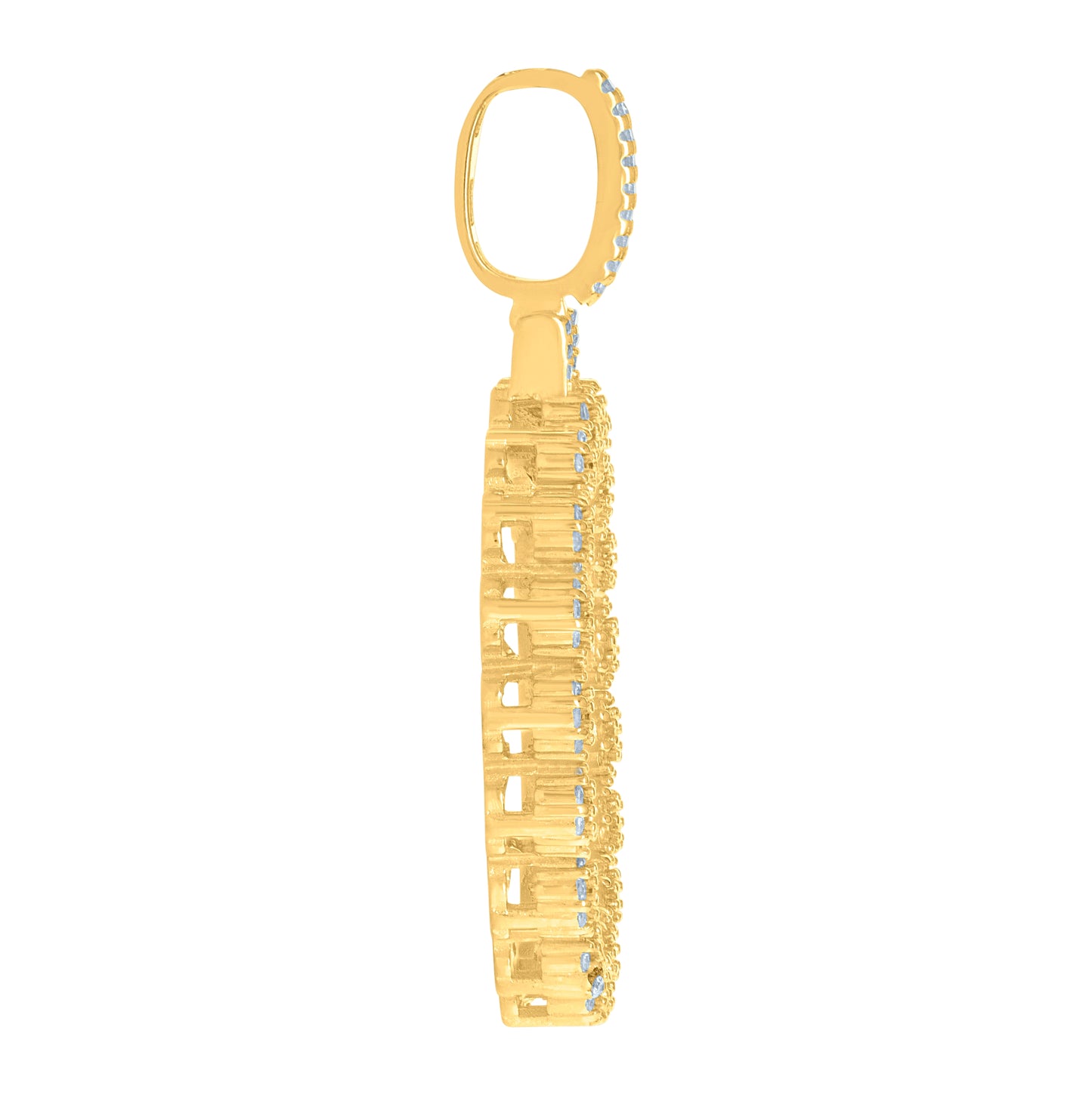 Sterling Silver Or Yellow-Tone Mens Cubic-Zirconia Picture Frame Charm Pendant