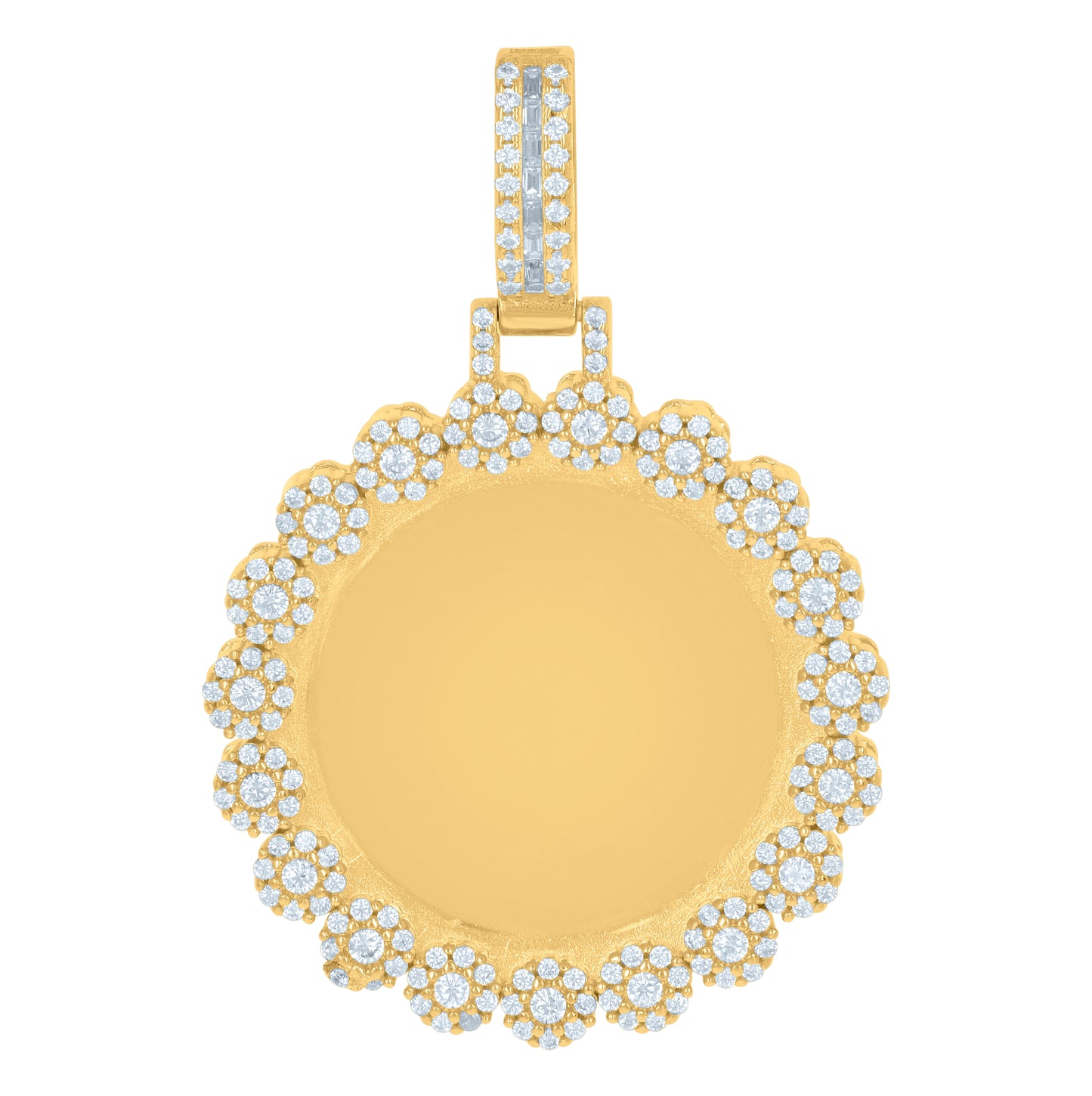 Sterling Silver Or Yellow-Tone Mens Cubic-Zirconia Picture Frame Charm Pendant