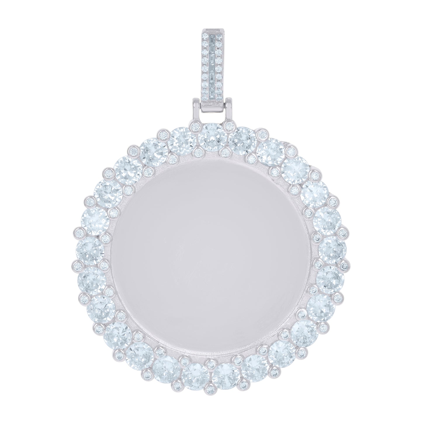 Sterling Silver Or Yellow-Tone Mens Cubic-Zirconia Picture Frame Charm Pendant