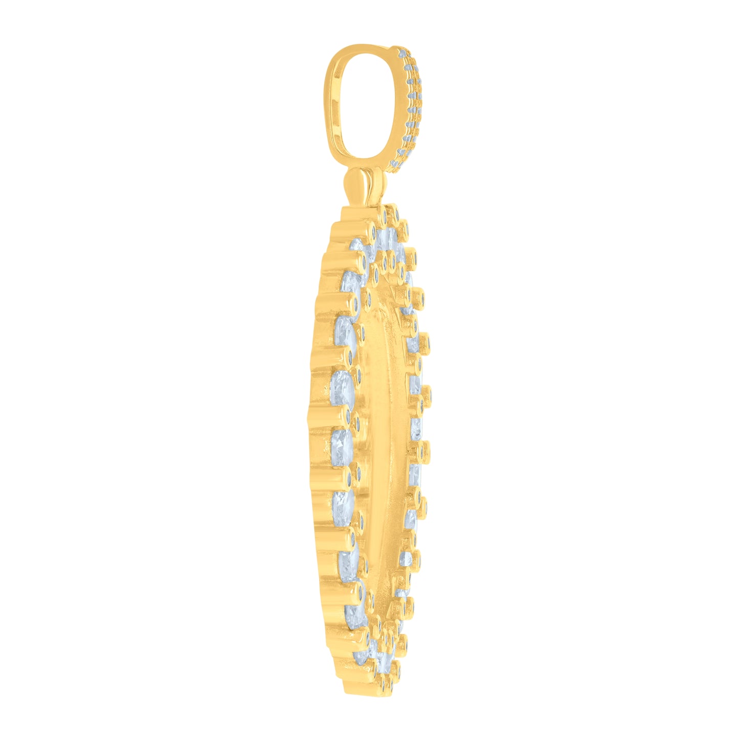 Sterling Silver Or Yellow-Tone Mens Cubic-Zirconia Picture Frame Charm Pendant