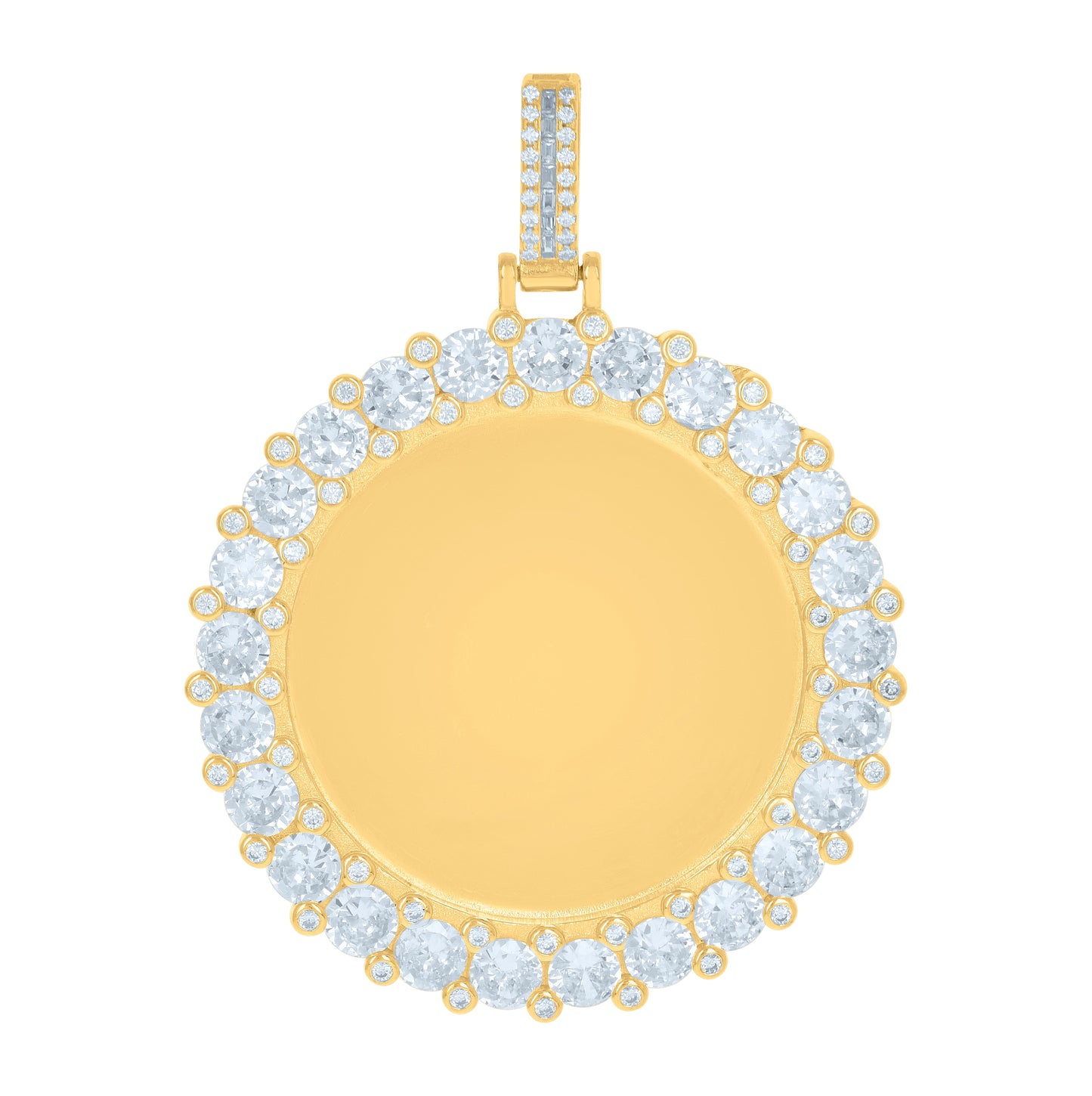 Sterling Silver Or Yellow-Tone Mens Cubic-Zirconia Picture Frame Charm Pendant