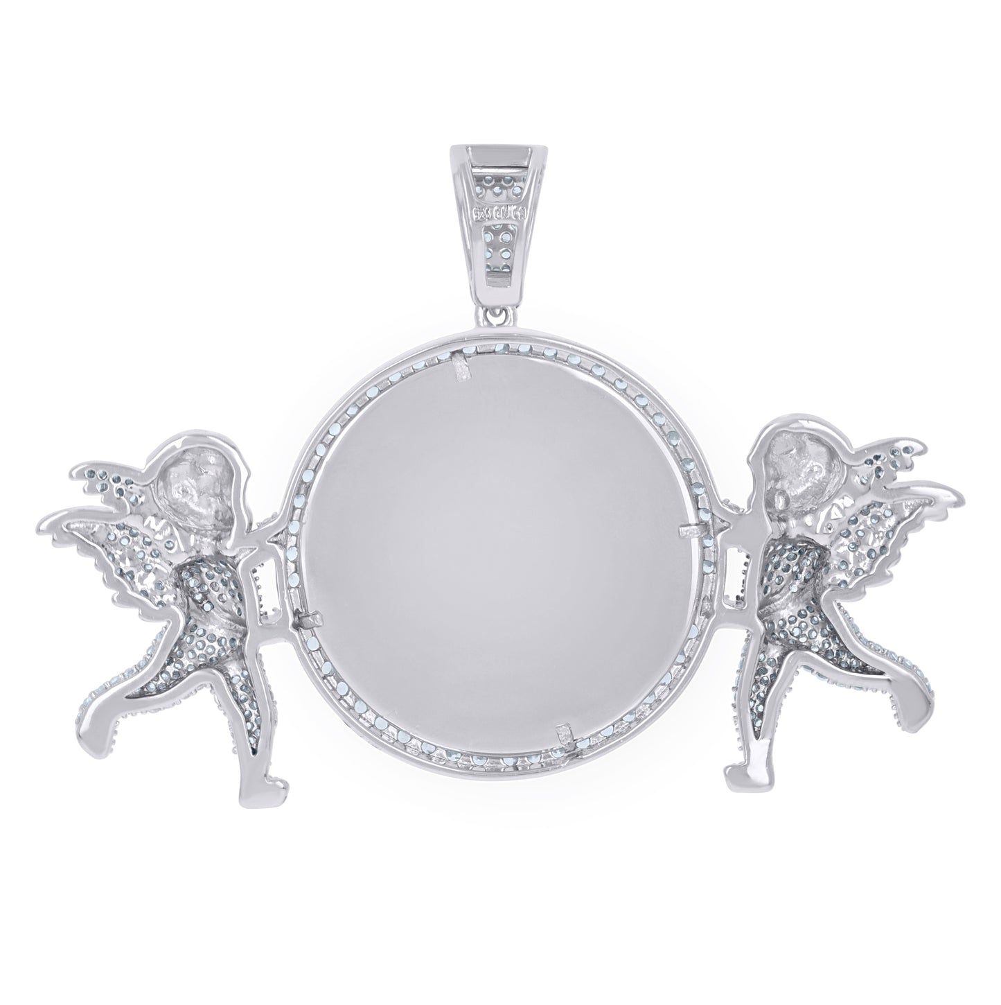 Sterling Silver Or Yellow-Tone Mens Cubic-Zirconia Angels Picture Frame Charm Pendant