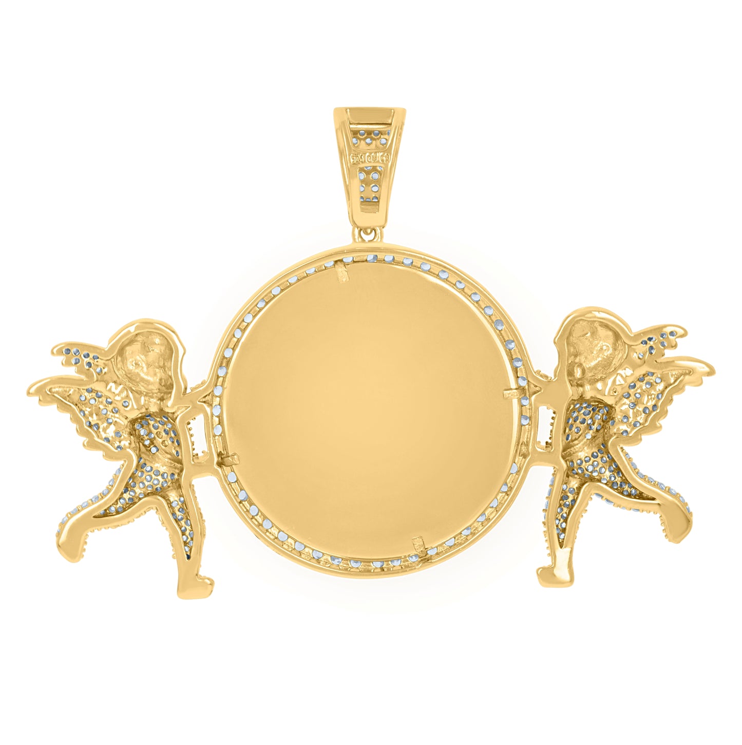 Sterling Silver Or Yellow-Tone Mens Cubic-Zirconia Angels Picture Frame Charm Pendant