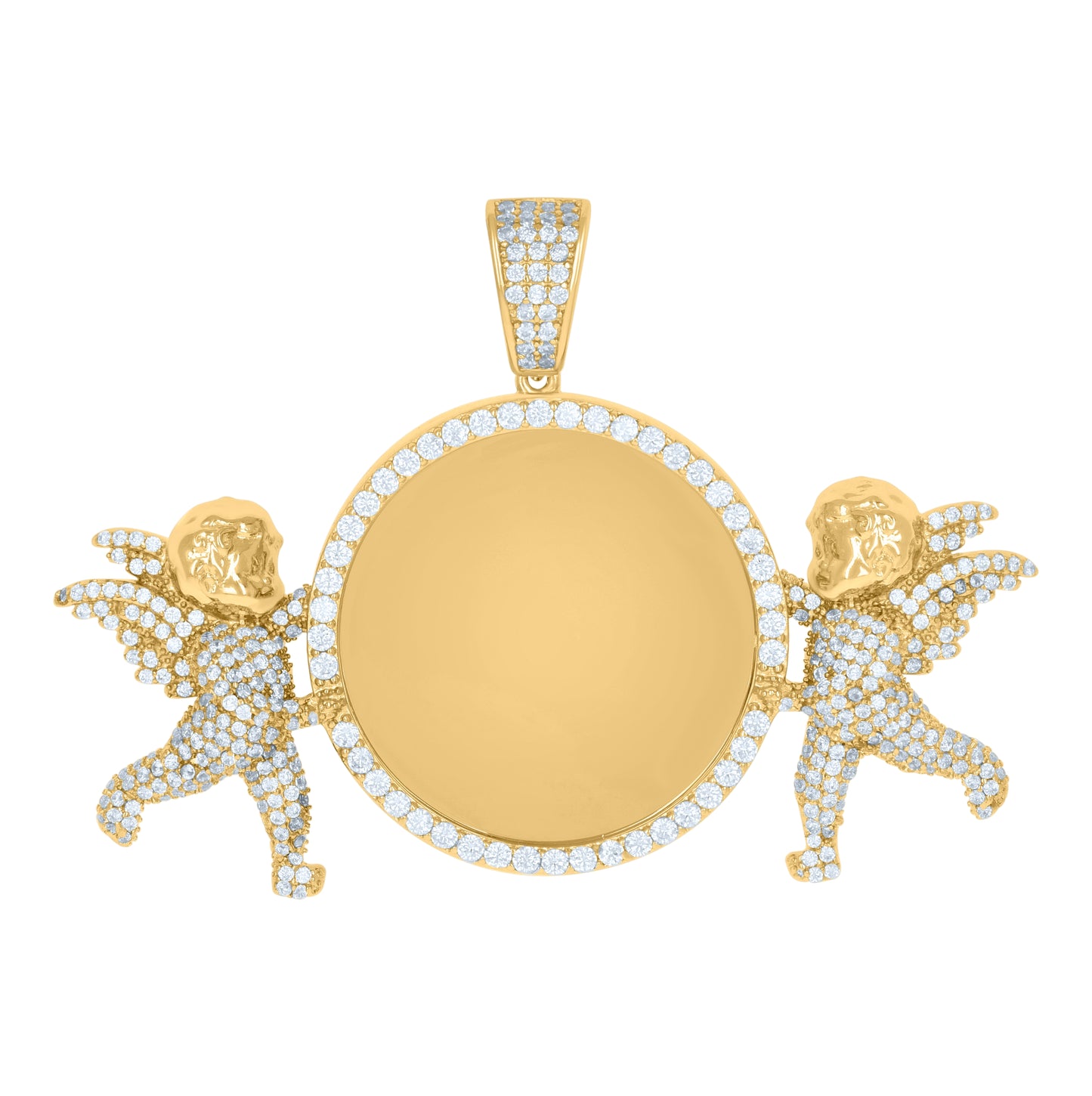 Sterling Silver Or Yellow-Tone Mens Cubic-Zirconia Angels Picture Frame Charm Pendant