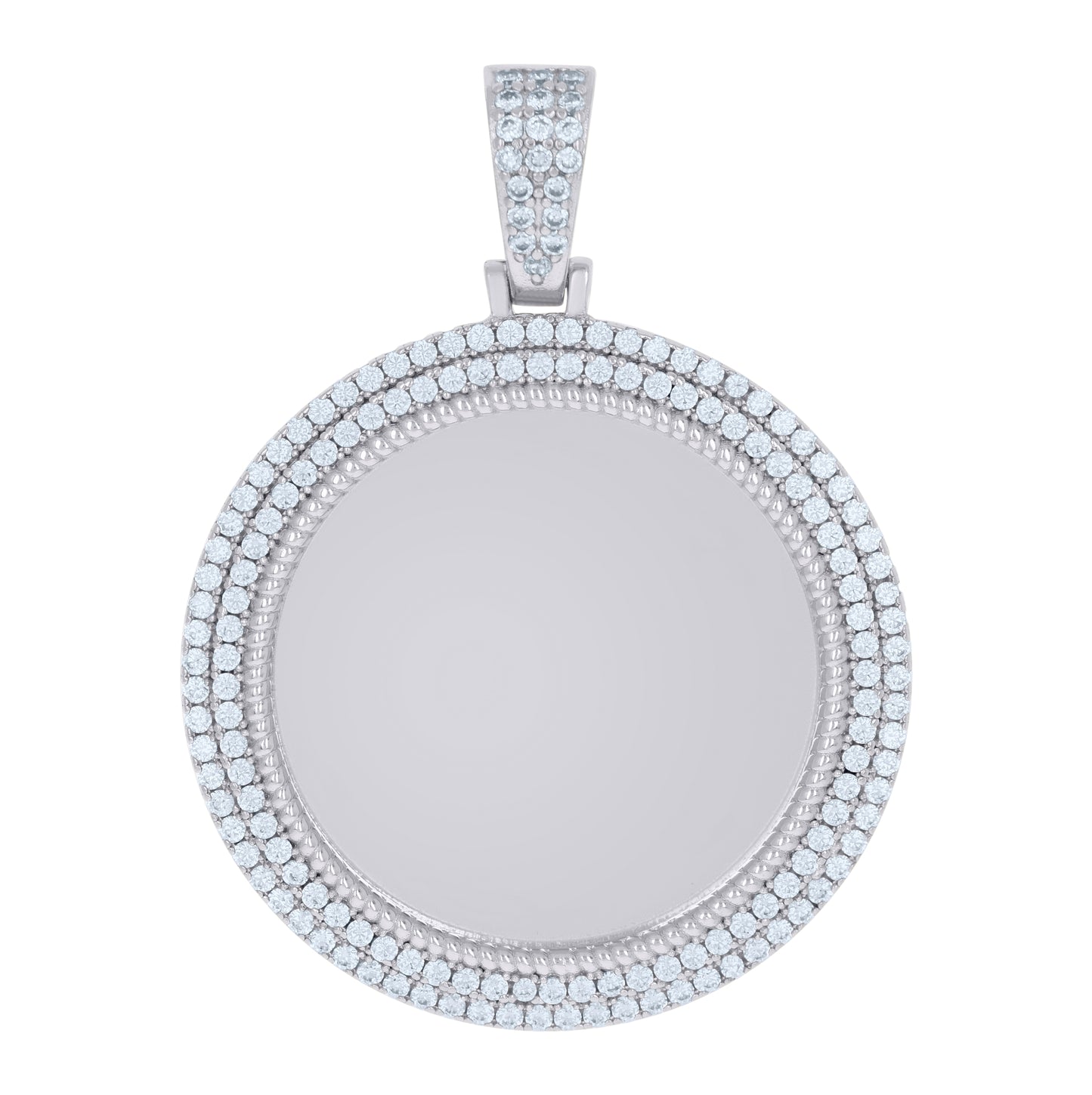 Sterling Silver Or Yellow-Tone Mens Cubic-Zirconia Picture Frame Charm Pendant