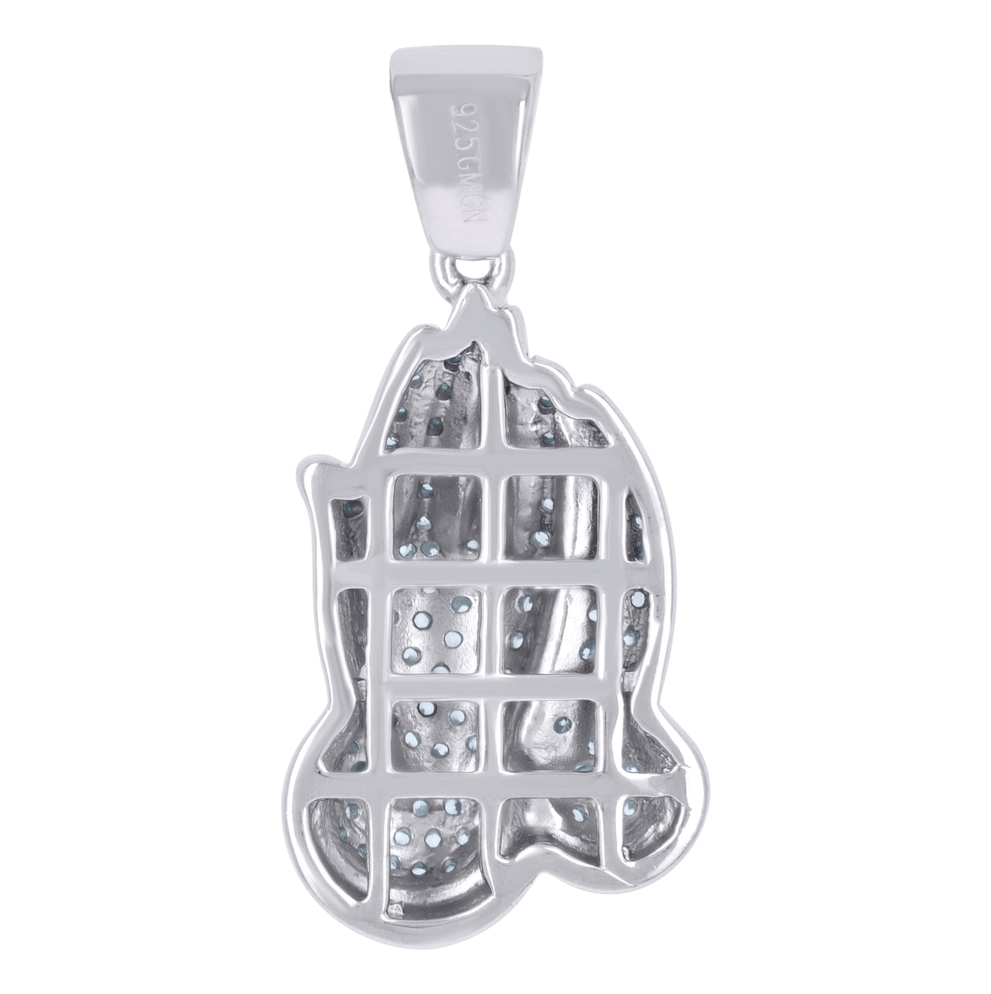 Sterling Silver Mens Cubic-Zirconia Praying Hands Symbol Religious Charm Pendant