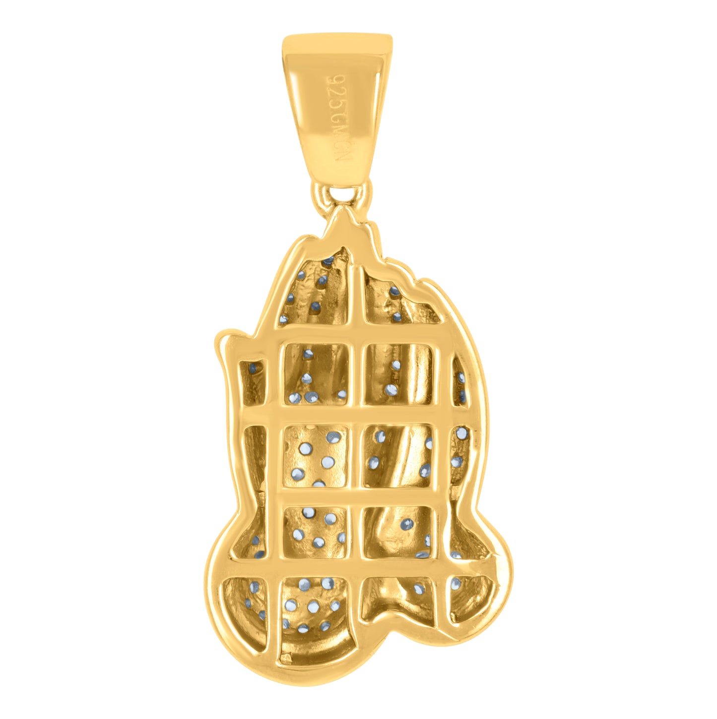 Sterling Silver Mens Cubic-Zirconia Praying Hands Symbol Religious Charm Pendant