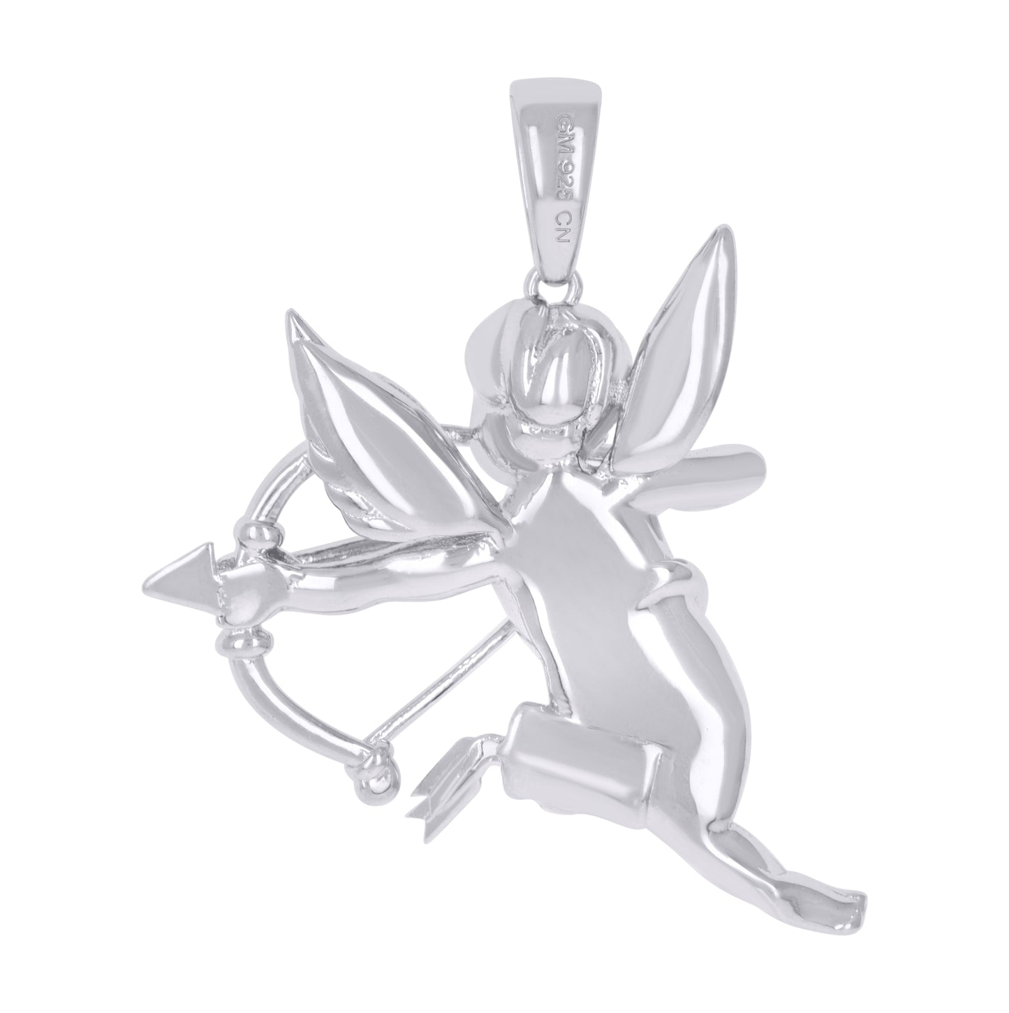 Sterling Silver Mens Cupid Angel Religious Charm Pendant