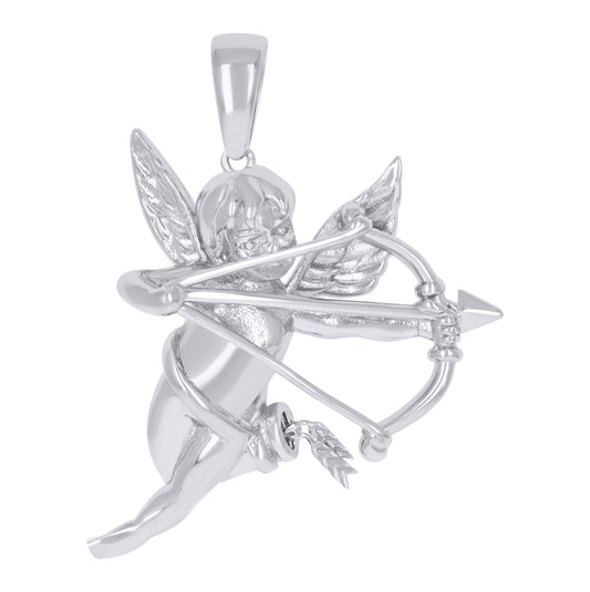 Sterling Silver Mens Cupid Angel Religious Charm Pendant