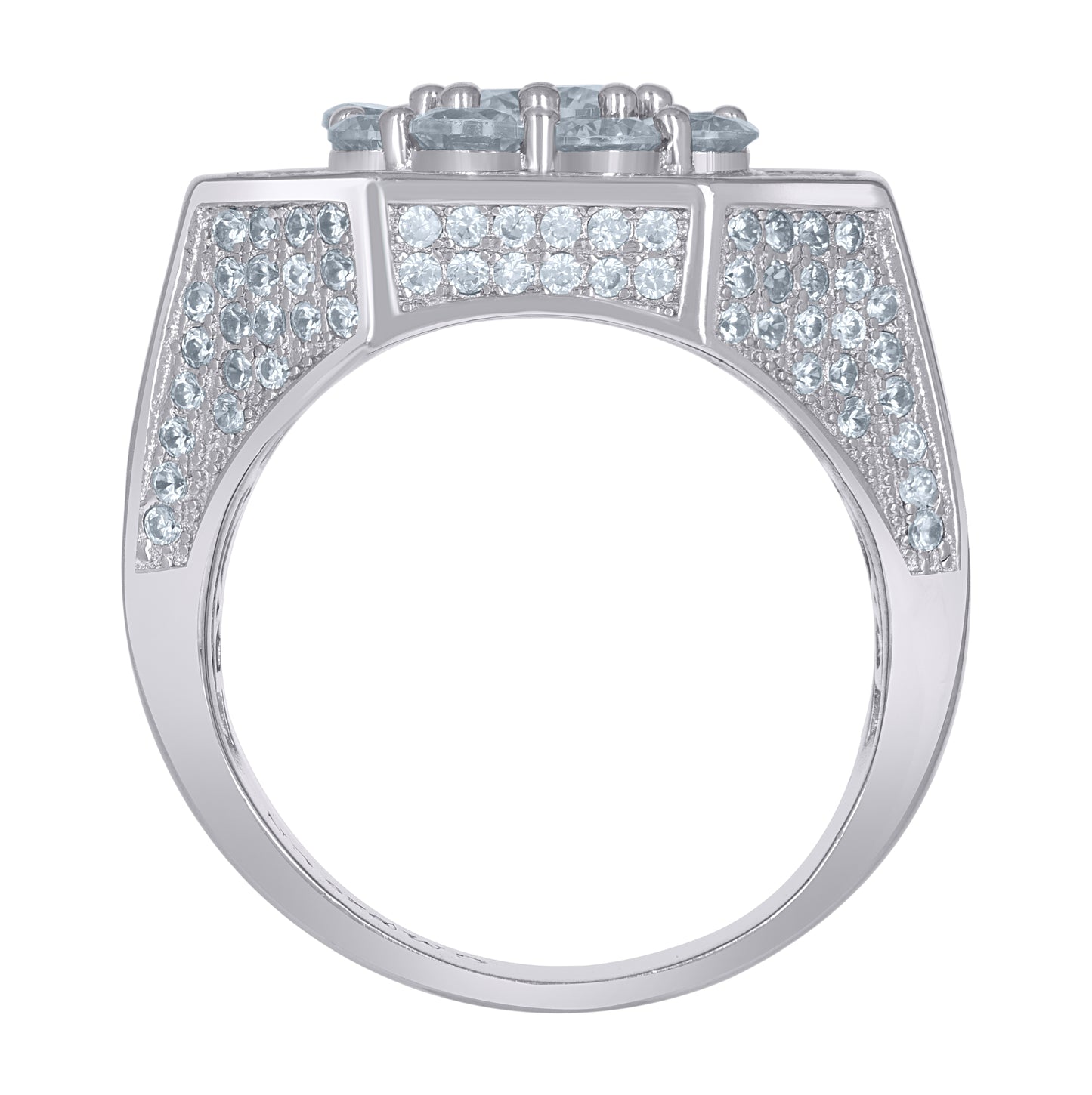 Sterling Silver Men's Cubic-Zirconia Octagon Head Fashion Bridal Anniversary Wedding Engagement Band Ring