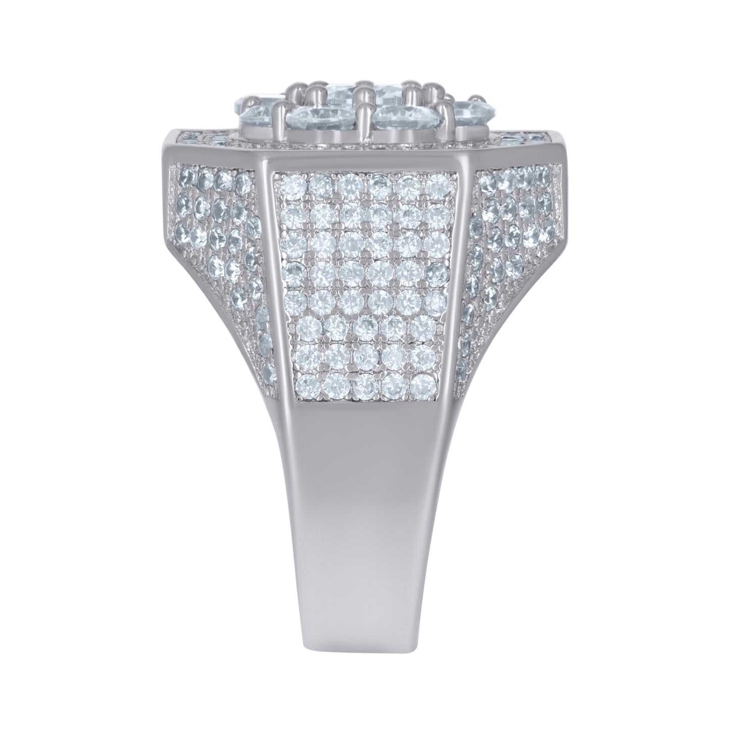 Sterling Silver Men's Cubic-Zirconia Octagon Head Fashion Bridal Anniversary Wedding Engagement Band Ring