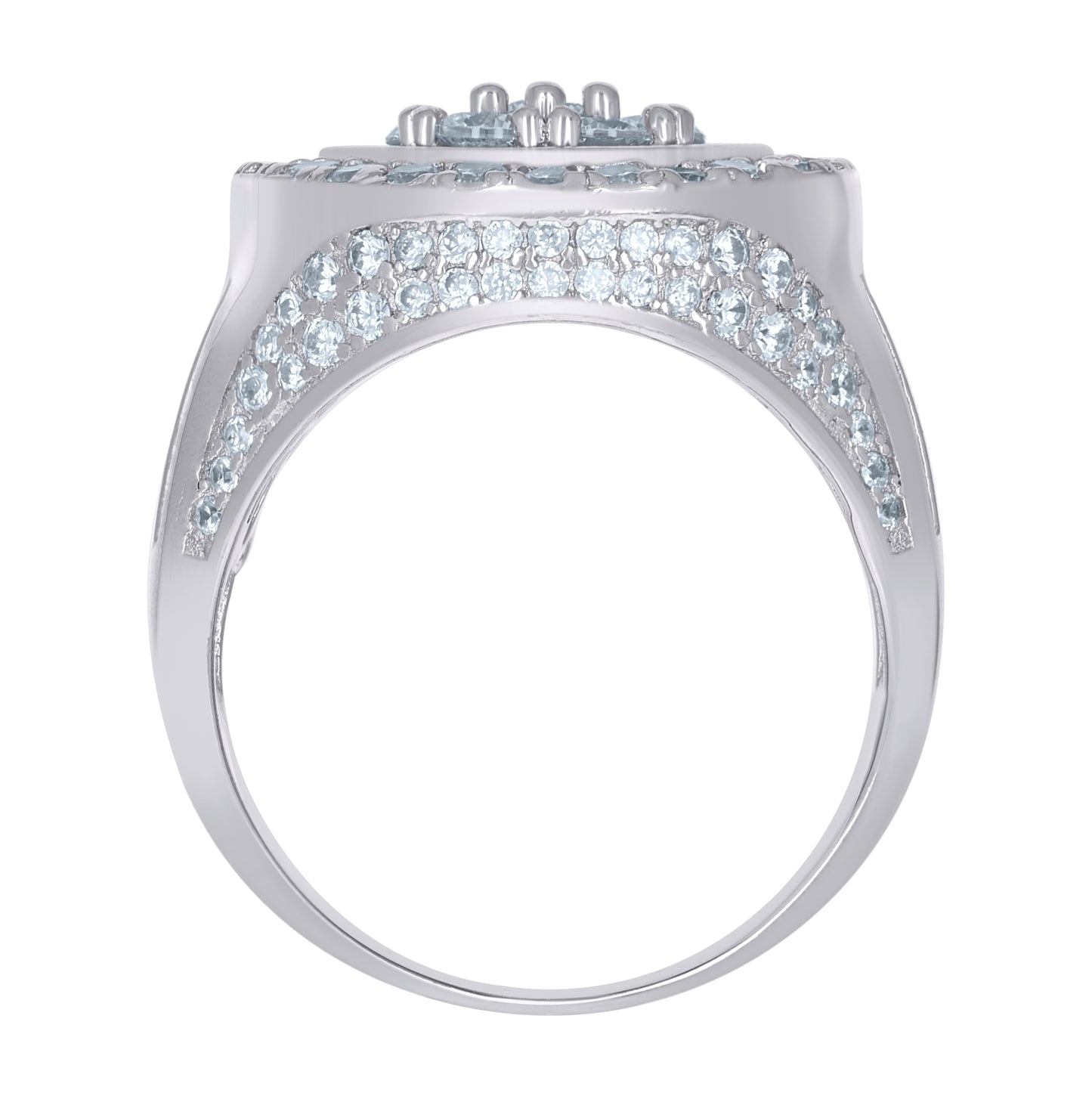 Sterling Silver Men's Cubic-Zirconia Fashion Bridal Anniversary Wedding Engagement Band Ring