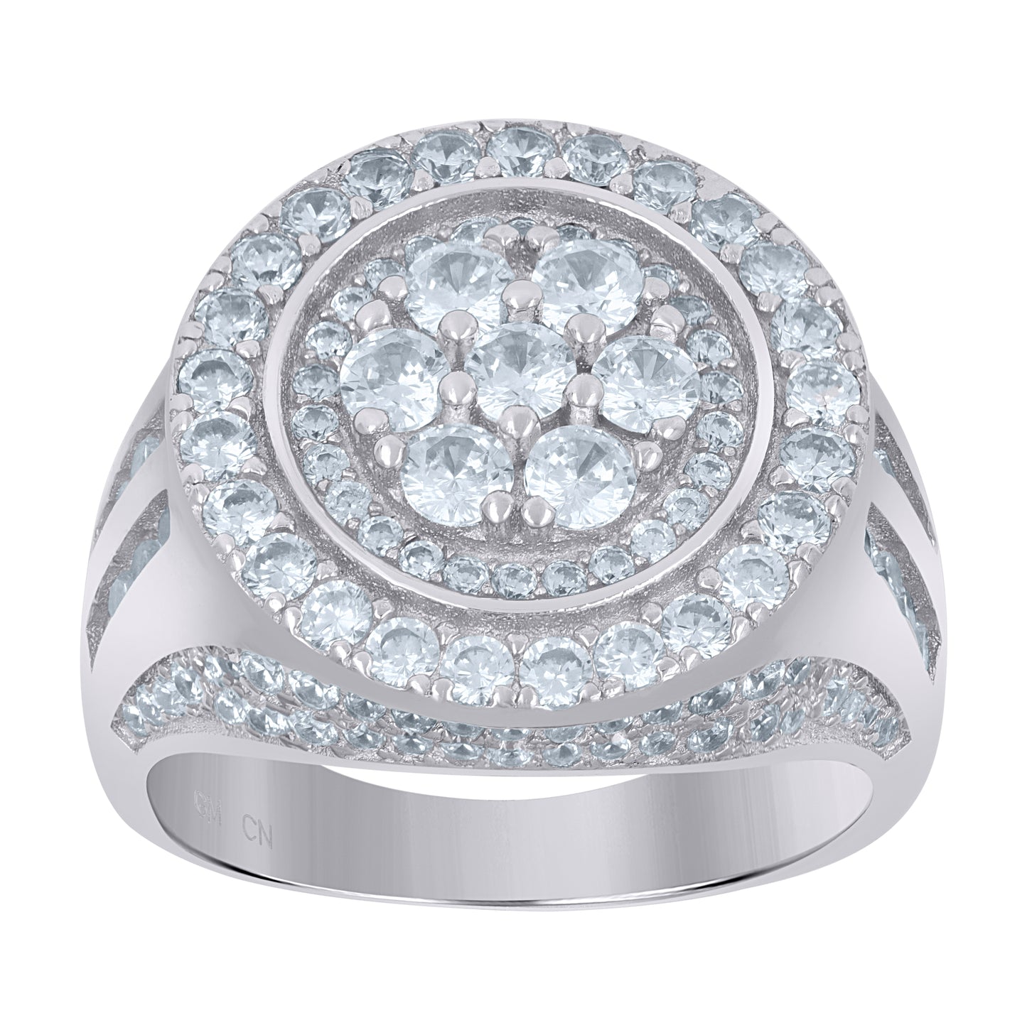 Sterling Silver Men's Cubic-Zirconia Fashion Bridal Anniversary Wedding Engagement Band Ring