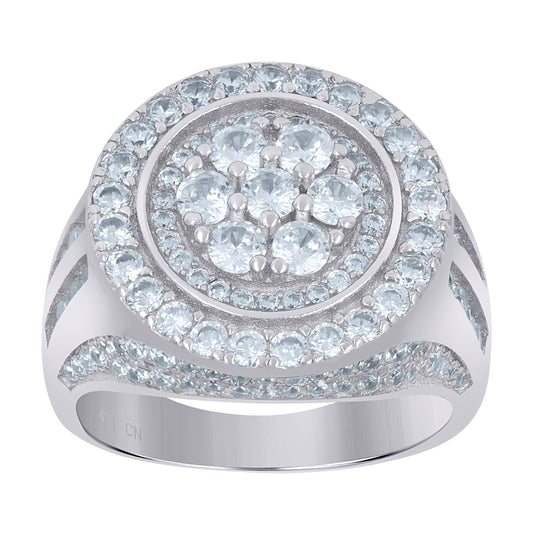 Sterling Silver Men's Cubic-Zirconia Fashion Bridal Anniversary Wedding Engagement Band Ring
