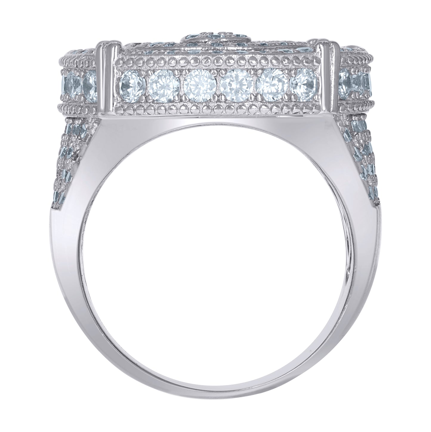 Sterling Silver Men's Cubic-Zirconia Fashion Bridal Anniversary Wedding Engagement Band Ring