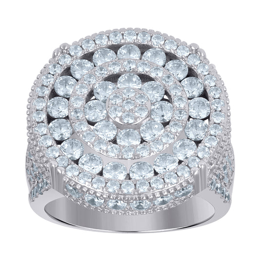Sterling Silver Men's Cubic-Zirconia Fashion Bridal Anniversary Wedding Engagement Band Ring