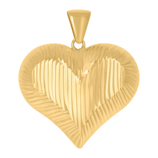 10K Yellow Gold Womens Love Heart Charm Pendant