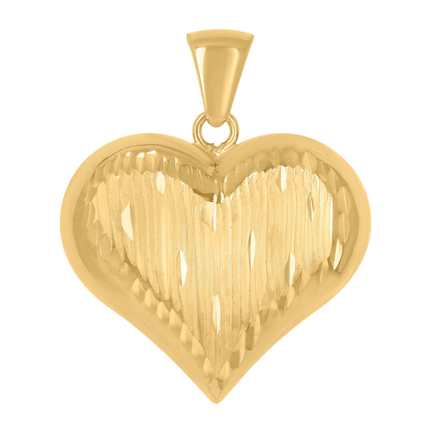 10K Yellow Gold Womens Diamond-Cut Love Heart Charm Pendant