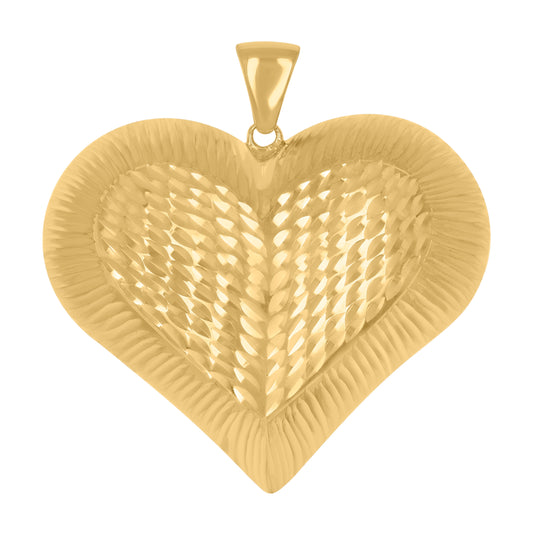 10K Yellow Gold Womens Love Heart Charm Pendant