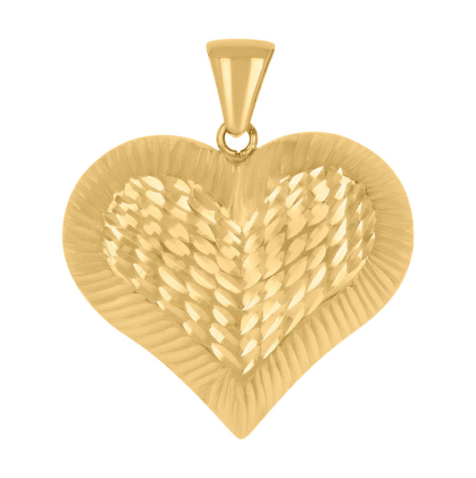 10K Yellow Gold Womens Love Heart Charm Pendant