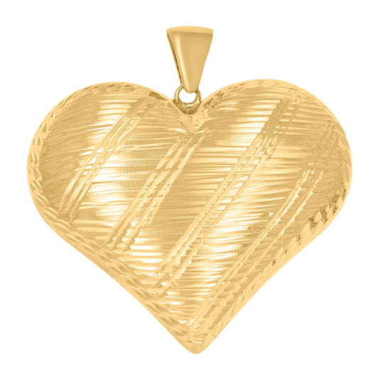 10K Yellow Gold Womens Love Heart Charm Pendant