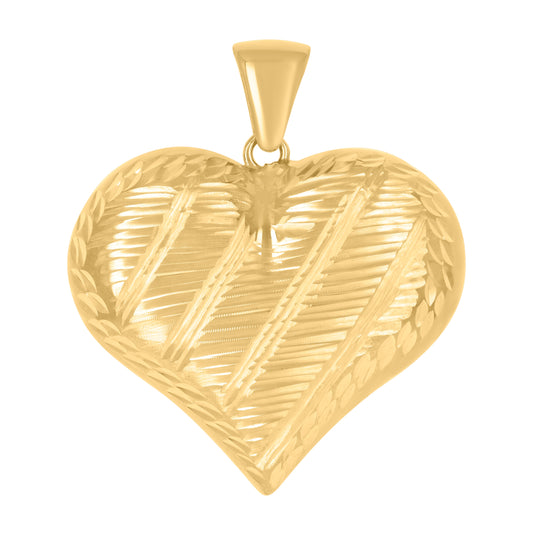 10K Yellow Gold Womens Love Heart Charm Pendant