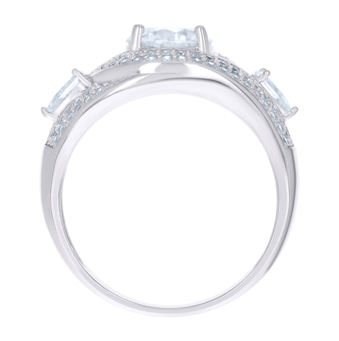 Sterling Silver Womens Round Pear Cubic-Zirconia Fashion Bridal Anniversary Wedding Engagement Band Ring